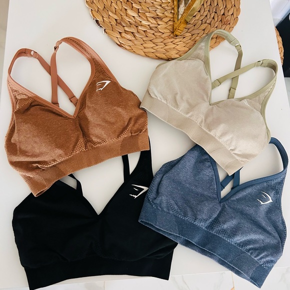 Gymshark Tops - Gymshark Sports Bras - Black, Blue, Brown, Cream